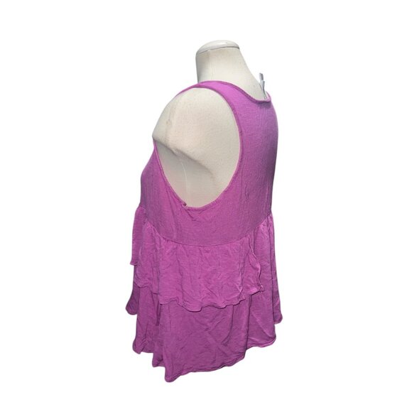 Xhilaration Womens Sleeveless Pink Ruffled Scoop Neck Tank Top Sz Large Purple - Picture 8 of 11